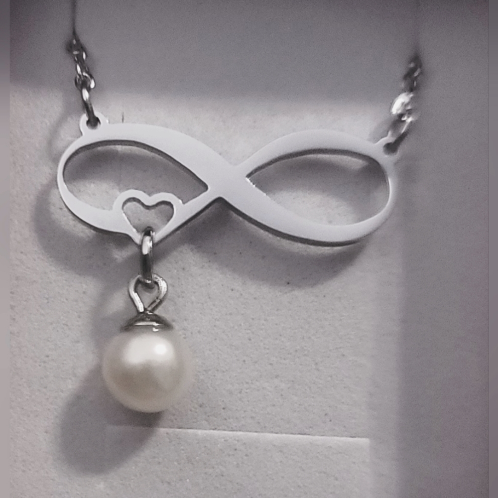 Infinite Love Necklace with Real Pearl